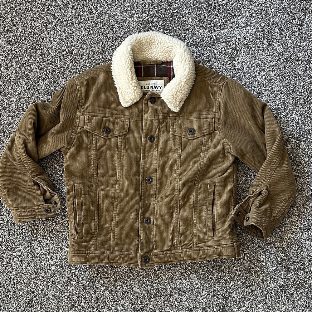 Old Navy Kids Tan Corduroy Jacket with Sherpa Collar